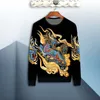 Vestito da uomo in due pezzi a maniche lunghe autunno e inverno vestito da uomo 3D in stile cinese colorato drago per il tempo libero 201210