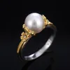 Big Imitation Pearl Ring for Women High Quality Statement Jewelry Elegant Anniversary Party Ring