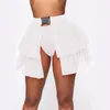 Saias Mulheres Curta Dupla Camada Malha Fivela Mini Saia Puff Casual Tutu Vestido de Baile Cor Sólida Jupe Femme