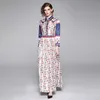 High-end Printed Long Dess Womens Spring Autumn Maxi Dress Fashion Temperament Lady Floral Dresses Prom Holiday Dresses