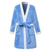 5-9 Years Bathrobe For Children Fashion Solid Color Kids Robe Girl Clothing Flannel Long Sleeve Boy Bath 211109