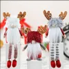 Decorazione natalizia di Rudolf Corna di Natale Barba con le gambe lunghe Bambola senza volto Nano Vecchio Bambole Ornamenti Navidad LLA10543