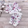 Baby Clothing Sets European American Long-Sleeved Rose Printed Tops+Trousers 2Pcs Sport Toddler Kids Clothes 210611