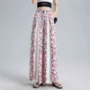 S-4XL broek grote maat vrouwen broek elastische taille split wide been s losse casual lange broek plus bohemien roze 210601