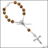 Perline, fili Bracciali Gioielli 10 Stili Rosario cattolico Preghiera Perline Bracciale Croce Imitazione Perla Braccialetti acrilici Braccialetto di moda per