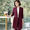 Frauen Anzüge Büro Sets Temperament Anzug Hosen Zweiteilige Berufsbekleidung Herbst und Winter Weibliche Lange Jacke Hohe Qualität 210527