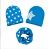 Schattige Baby Stars Print Hat Mode Kinderen 3 Stks Knit Hoed Sjaal Set Kinderen Oudoor Warm Mutsen Cap Sjaals