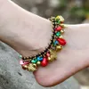 Bohemian estilo mancheng jóias acessórios de cobre meia gota de água mão tecida praia anklet senhora