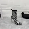 22SS Fashion Swirl Printing Flynit High Heel Ankle Boots 10.5cm Luxurys Designers Internet Celebrity Star Same Style Shoes Knit Sock Boot Shoe 35-41