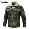 Herfst mannen warm dikke fleece lederen jas mannen winterjas casual mode militaire pilot motorfiets lederen jas mannen 211111