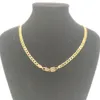 24 K Сплошное желтое мелкое золото, наполненное штампованным ожерелье, кубинская цепная цепь, длиной 600 мм 4 мм2991816