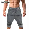 Tacvasen casual shorts 3/4 jogger byxor män andas under knä utomhus sport gym fitness med dragkedja fickor 210714