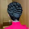 Short Curly Bob Pixie Cut Full Machine Made No Lace Human Hair Wigs With Bangs For Black Women Remy Brazilian Wig2792471