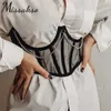 Missakso Sexig Skinny Mesh Tube Lace Up Crop Top Summer Women White Black Club Wrap See Through Corset Tank Tops Streetwear 210625