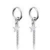 Boucles d'oreilles pentagramme chaîne en acier inoxydable balancent Clip sur boucles d'oreilles créoles anneaux pour femmes hommes Hip Fine Hop bijoux de mode Will et Sandy