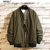 Automne Hommes Zipper Bomber Veste Mâle Casual Streetwear Col Montant Noir Armée Vert Pilote Manteau Hommes Vêtements 4XL 5XL 211217