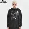 Streetwear 씻어 까마귀 스웨터 악마 낙서 힙합 망 하라주쿠 그래픽 인쇄 까마귀 면화 가을 땀 셔츠 201020