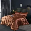 VESCOVO 100 ٪ مجموعات الفراش الحريرية من بياضات السرير dekber Queen السرير المجهزة غطاء المعزي مجموعات 210309