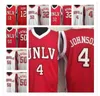 NCAA UnLV University of Nevada Las Vegas Larry Johnson Jersey College Basketbal 50 Greg Anthony 12 Anderson Hunt 32 Stacey AugMon Jerseys