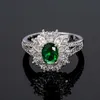 Bague Ringen Trendy Silver 925 Ring For Women 6*8mm Oval shape Emerald Gemstone Zircon Fine Jewelry Female Gift Wholesale Party X0715