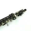 Straight Soprano Saxophone B Flat Black Nckel Plated Professional Musical Instrument med Case Gloves Accessories237J