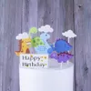 1 Zestaw Happy Birthday Cake Topper Cartoon Cloud Dinozaur Ciasto Dekorowanie Topper Cupcake Toppers Jedzenie Picks Kids Party Decoration Y200618