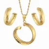 Ethiopian Jewelry Set Gold Color African PNG Bridal Wedding Arab Pendant Necklace Earrings For Women
