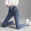 Yüksek kaliteli vintage yüksek bel streç skinny kot, kadın moda düğme kalem pantolon, anne rahat kot pantolon 210922