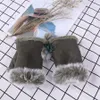 Damskie Faux Rabbit Fur Rękawiczki Dziewczyna Winter Fingerless Hand Rękawice Rękawice Półnak Palce Rękawiczki Christmas Party Prezent