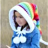 Acessórios de cabelo Criança Bebê Chapéu de Inverno Caps Rainbow Elf Wizard Princesa Chapéus para Menina Handmade Bonnets de Malha com Cauda Longa Crianças Quentes