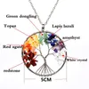 Lady Presente 7 Chakra Tree of Life Gemstone Pingente Colar Natural Cristal Cura Quartz Jóias