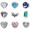 2020 925 Sterling Silver Heart Shape Clip Beads Fit Original Reflexions Bracelet Charms Fine Jewelry Making