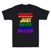 Jungs schmecken nur einen besseren Regenbogen 3. Gender LGBT Gay Lesbian Pride Lustige Geschenk T-Shirt Herren Kurzarm Baumwolle Black T-Shirt