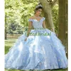 Abiti Quinceanera con spalle scoperte Fiori Abito da ballo gonfio Tulle arancione Corte dei treni Dolce 16 Festa di compleanno Ragazze Abiti da sposa Abito da sera