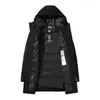 Män Casual Mid-Length Down Coats Fashion Trend Par Tjockerad Vindskyddad Hooded Puffer Jacket Designer Vinter Lyxbröd Varma Puff Jackor