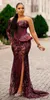 2022 Plus Size Arabic Aso Ebi Burgogne Mermaid Sexy Prom Dresses Lace Pärled Evening Formal Party Second Reception Birthday Engage3639126