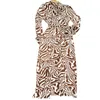 Zebra Spring Dress for女性用襟長袖ハイウエストヒットカラードレス女性ファッション服210531