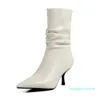 Buty Damskie buty Pojedyncze Winter Skórzane Heel Medium Style Stand Siated Fashion