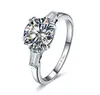 Pierścienie klastra Solidne 925 Sterling Silver Romantic Press Pierścionek 2.02 CT Round Cut Diament Zaangażowanie dla kobiet