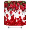 Shower Curtains Buerfly / Red Rose 3D Waterproof Bathroom Polyester Curtain Customized