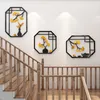 Stile cinese retrò fiore vite vaso adesivi murali corridoio soggiorno sfondo adesivo 3D carta da parati acrilica decorazioni per la casa 1 pz 210308