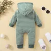 Body à capuche pour bébé, barboteuse à manches longues, col boutonné, combinaison sans poche, vêtements pour enfants