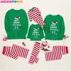 Family Matching Outfit Clothes Christmas Pajamas Set Mom and Daughter Full Sleeve Red White Green Stripes Sleepwear 210713