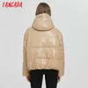 Tangada inverno Mulheres Khaki Fur Faux Casaco de Couro Casaco Oversized Zipper Feminino Grosso PU Com Capuz sobre 6A170-1 210913