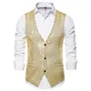 Men's Vests Fashion Mens Sequin Waistcoat Formal Business Suit Vest Wedding Nightclub Homme Stage For Singers Performers TopsMen's