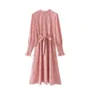 Casual jurken vooridol luipaard print roze sjerp kantoor dames elegante lange maxi jurk vestidos robe femme herfst winter mouw vrouwen