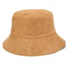 Blank Suede Bucket Hat Solid Spring Fall Kvinnor Hat Utomhus Sport Vandring Fiske Keps Solskyddsmedel Fiskare Sun Hat Lady Sunhat Bob Q0805