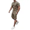 Summer T Shirt And Pants Sets Hip Hop 2pcs Tracksuits Short-sleeved shorts Two-piece Sports Casual Suit Whole215d