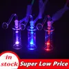 Tubos de água portáteis de queimador de óleo de vidro com luz LED Recycler Dab Rata