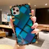 Luxe Laser Square Geometrische Rooster Telefoon Gevallen voor iPhone 11 12 PRO SE XS MAX XR X 6 7 8 Plus Vintage Soft Cover Case